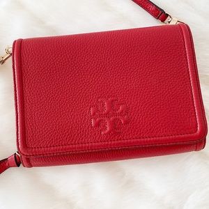 ✨Tory Burch Red Leather Crossbody Clutch